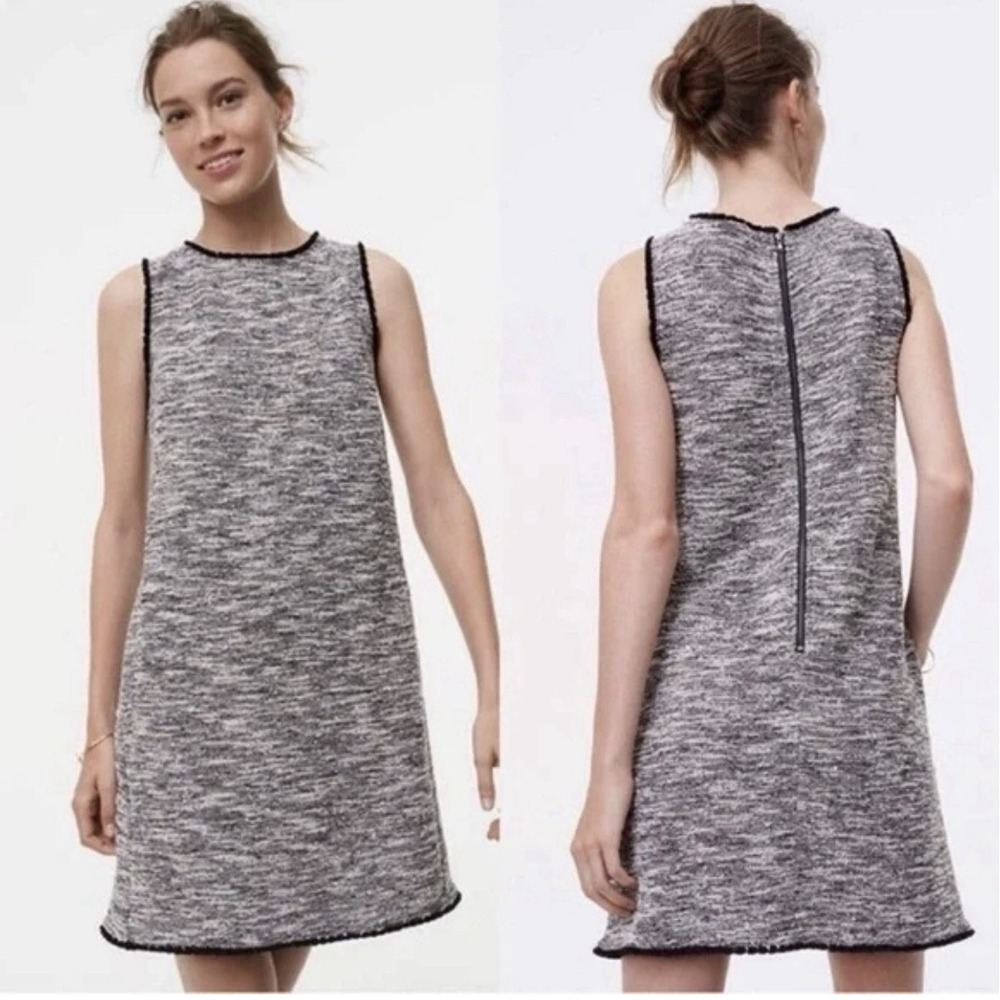 Loft Tween Shift Dress SMALL Black And White Knee Length‎ Business Casual